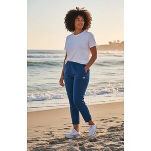 Under Armour‎ Crop Women's Blue Athletic Jogger Pants Loose Fit Pockets Small #